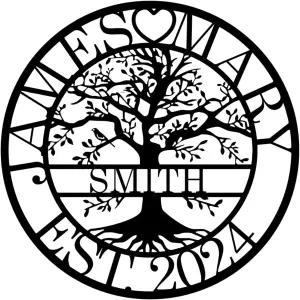 데코소울 개인 맞춤형 트리 금속 벽 아트 커스텀 패밀리 장식 분할 문자 모노그램 간판 실내외 대형 홈