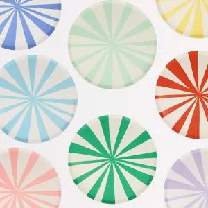 메리 혼합 스트라이프 사이드 플레이트 빅 멀티팩48팩 8가지 색상 방법 8.5 x 0.25 인치