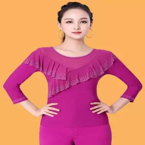 라틴 사교 스포츠 댄스상의 여성 라인 모던 줌바 댄스복