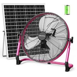 미코송 18 U201D 태양광 40W 여행용 공기 강력한 작동 선풍기 파티오용 배터리 지속되는 선풍기 틸트 USB 바닥 조용한 실외 RV 캠핑 출력 흐름 차고 무선 360 발전 오래 무선