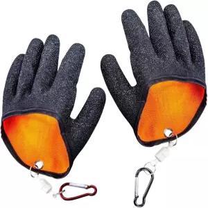 자석 해제 기능이 있는 보네틸 2PCS 낚시 장갑 전문 어부가 물고기 빠르게 건조 미끄럼 방지 펑크 잡기