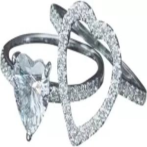 DOCCESTU 925 스털링 실버 여성의 심장 모양 신부 약혼 반지 세트 헤일로 결혼식 서약 큐빅 지르코니아 Cz