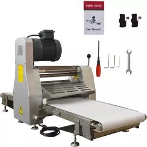 BEILOCKERY 110V 상업용 반죽 시트 기계 전기 400mm 가역 롤러 평탄화 컨베이어 베이커리용 두께 조절