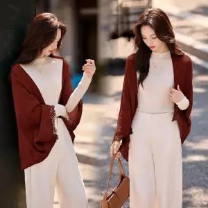 가을 여자 레이스 카디건 양털 망토 가디건 위에 케이프 원픽3