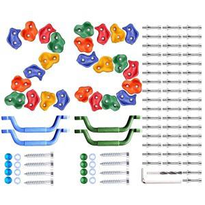 NOSTIFY 25개 컬러 돼지 코 모양 암벽 등반, 파란색 및 녹색 보조 손잡이, 실내 야외 놀이터 나무 놀이