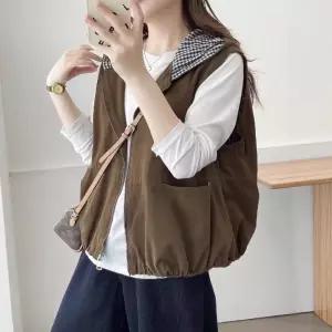 블랙팬서 여사친 캐주얼 조끼 후드 순판 포켓 카디건 민소매 OPH1