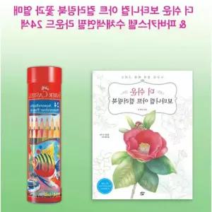 위라이즈 수채색연필 라운드 24색+꽃과 열매 컬러링북 시니어색칠공부 시니어컬러링북 치매예방색칠공부 컬