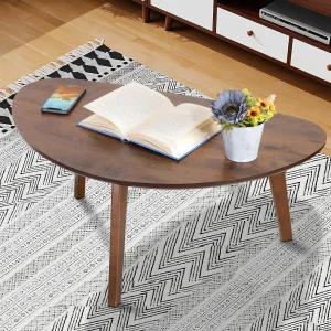 WDSHIYI 대형 타원형 커피 테이블 우드 미드 센추리 모던 유니크 레트로 농가 현대식 삼각형 거실용 침실