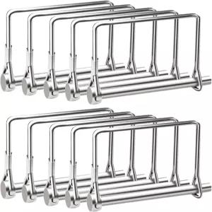 맨크 10 PCS 1/4 트레일러 커플러 핀 실버 스퀘어 히치 PTO 샤프트 안전 잠금 아연 도금 농장 잔디밭