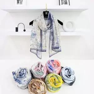 [골드스마일]레이디 플라워 쉬폰 롱 스카프 머플러 목도리 간절기