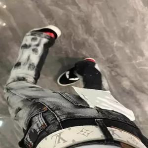 남성용 팬츠 청 캐주얼 배기핏 페인팅 스판 트렌드 긴 원픽1