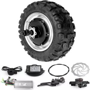 오프로드 타이어가 장착된 11인치 48V 1000W 스쿠터 오토바이 허브 모터 휠