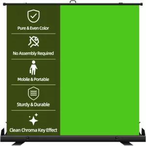 Acmejm 78.7 x 82.7인치 대형 접이식 녹색 화면 배경 휴대용 사진 크로마 키 패널스탠드 포함 회의