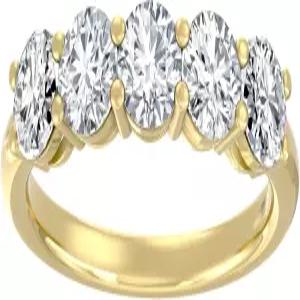 아라이야 파인 주얼리 1캐럿 5캐럿 랩 그로운 다이아몬드 파이브 스톤 반지 14K 솔리드 화이트 또는 옐로우