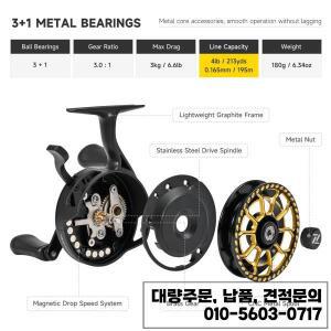 겨울 얼음 낚시 릴 알루미늄 합금 미끼 캐스팅 3+1 마그네틱 오일 휠 래프트 잉어 배스 액세서리