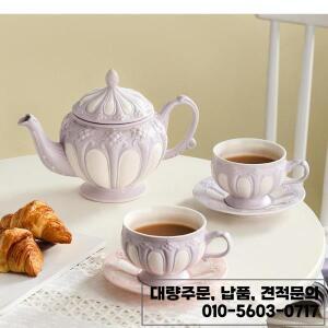 세라믹 구호 주전자 애프터눈 티 컵과 접시 세트 가정용 900ML 북유럽 스타일 용품 및