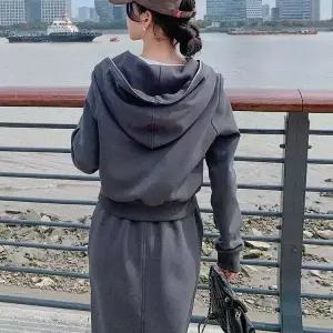 여성용 그레이 투피스 긴팔세트 후드 세트 봄가을 레포츠 원픽3