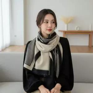 [에이치플러스몰]클래식 체크 롱 머플러 여성 겨울 목도리 사무실 방한용품 숄 대형