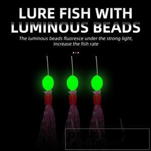 ShareShark 10개입 낚시 플래셔 미끼 리그 야광 구슬 고탄소 훅 민물 및 바닷물용 스트링