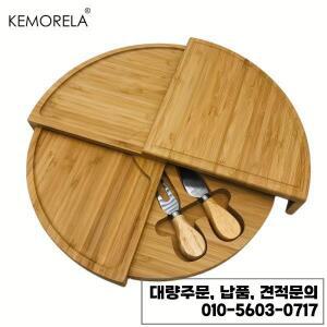 KEMORELA 치즈 보드 커트러리 커터 세트(슬라이드 아웃 서랍 포함) - 주방 조리 도구 포크 스쿠프 컷 세트