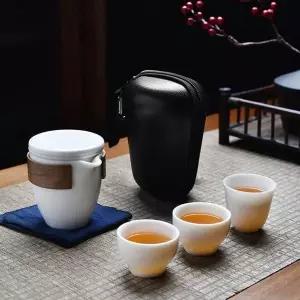 휴대용 다기세트 순수 차생활 백색 차도구 세트 3인 순백S