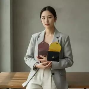 푸에블로 가죽 3단 카드지갑 빈티지 소가죽 슬림 명함 지갑 고급형