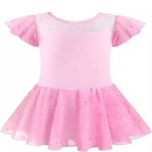 EQSJIU 걸스 러플 슬리브 발레 댄스 드레스 투투 스커트 레오타드 의상