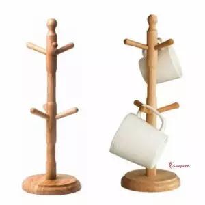 원목 6구 컵정리대 나무 컵꽂이 머그컵걸이nop001