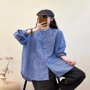 스파이더맨 여성용 하프 스트라이프 긴팔 셔츠 차이나 싱글 블레이저 OPH1