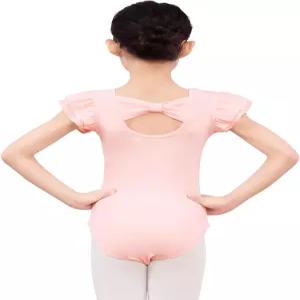 소녀들을 위한 데이로즈 발레 레오타드 체조를 보타이를 갖춘 플러터 슬리브 걸스 댄스