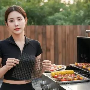 [콩심팥심]캠핑용 테플론 그릴 망 260도 고온 내열 바비큐 석쇠 시트