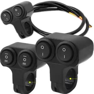 오토바이 핸들바 12V 헤드라이트 스위치 듀얼 버튼 컨트롤 방수 3선 스포트라이트 삼륜차 혼