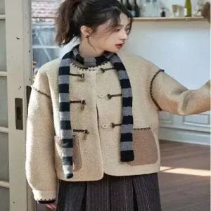 여자 울 코트 모피 워크샵 세무 핸드메이드 자수 KS1