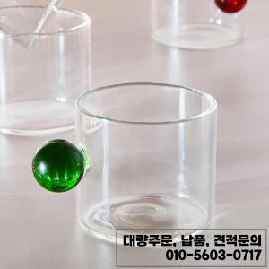 2PC 110ml 에스프레소 컵 작은 홈 유리 공 손잡이 커피 차 워터 접시 스테이크 주스 양동이 장식