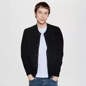 [백화점 정품] 헤지스 남성 울 부클 스타디움 가디건 HZSW5D333BK