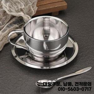 스테인리스 스틸 커피잔 받침 접시 매트 포함) 세척이 간편하고 재사용 가능한 캠핑용 밀크셰이크 컵