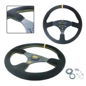 자동차 개조 레이싱 가죽/무광 스티어링 휠 경쟁 스포츠 14인치 플랫 유니버셜