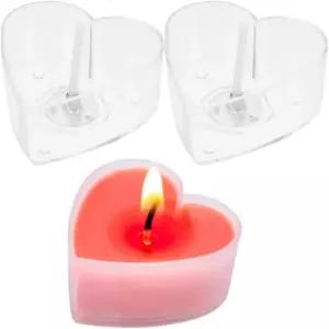 하트 티 라이트 캔들 컵 30개 1.6인치 X 2.7인치 투명 폴리카보네이트 플라스틱 빈 몰드 양철 용기