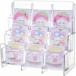 PH PandaHall 9 그리드 아크릴 스티커 디스플레이 스탠드 홀더 북마크 라이저 카드 선반 벤더 이벤트용 랙