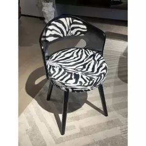 프리미엄 엔틱 북유럽 우드블랙 패턴 스툴 화장용 패브릭 의자 메이크업 제브라