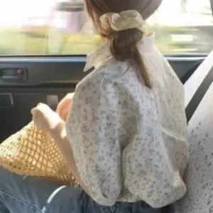 반팔 꽃 5부 셔츠 여름 티셔츠 상의 블라우스 퍼프