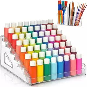 브러시 홀더가 있는 시디두 아크릴 페인트 정리함 7겹 투명 보관 랙 매니큐어 공예 용품 화장품 선글라스