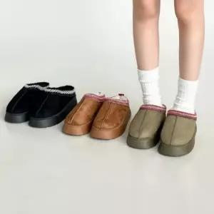 /신상오픈런 여성 겨울 스웨이드 기모 슬리퍼 통굽 뮬 신발