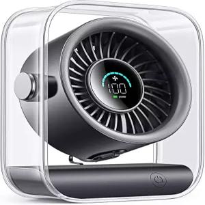 DIGIX USB 충전식 책상 선풍기 100배속 터보 기류가 있는 소형 휴대용 테이블 LED 디스플레이가 침실용 90