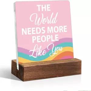 나무 스탠드가 있는 아크릴 간판 여성을 위한 영감 선물 친구 소녀를 무지개 우정 동료 베스티 크리스마스