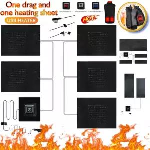 야외용 겨울 3단계 조절 가능 난방 조끼 패드 USB 전기 가열 재킷 히터 DIY 클로스용