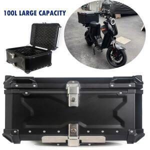 100L 알루미늄 합금 범용 오토바이 리어 탑 러기지 케이스 수납 테일 툴박스 방수 트렁크 키 잠금 도구함