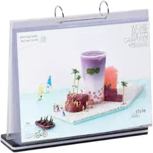 리쿄 아크릴 간판 홀더 테이블 카드 멀티 페이지 플립 디스플레이 6페이지-12면 T자형 양면 데스크톱