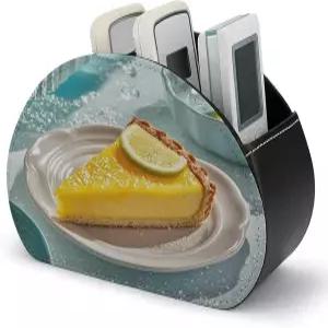 5칸 가죽 원격 캐디 보관함이 있는 고급 음식 리모컨 홀더 테이블 침대 사무실용 스타일리시 데스크톱