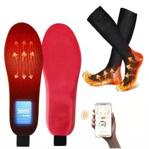 앱 제어 스마트 무선 발열 깔창 전기 발 온열 패드 겨울 야외 스키 캠핑 스트레스 저항